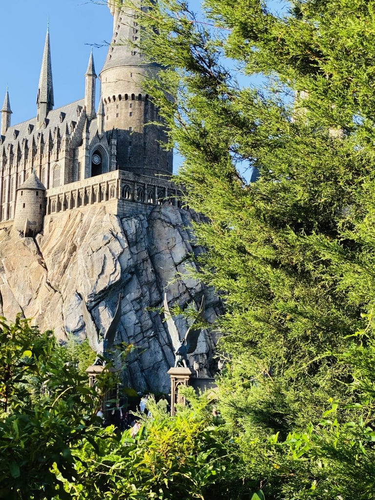 View of the Hogwarts Castle from Hagrid's Hut in Orlando Islands of Adventure theme park