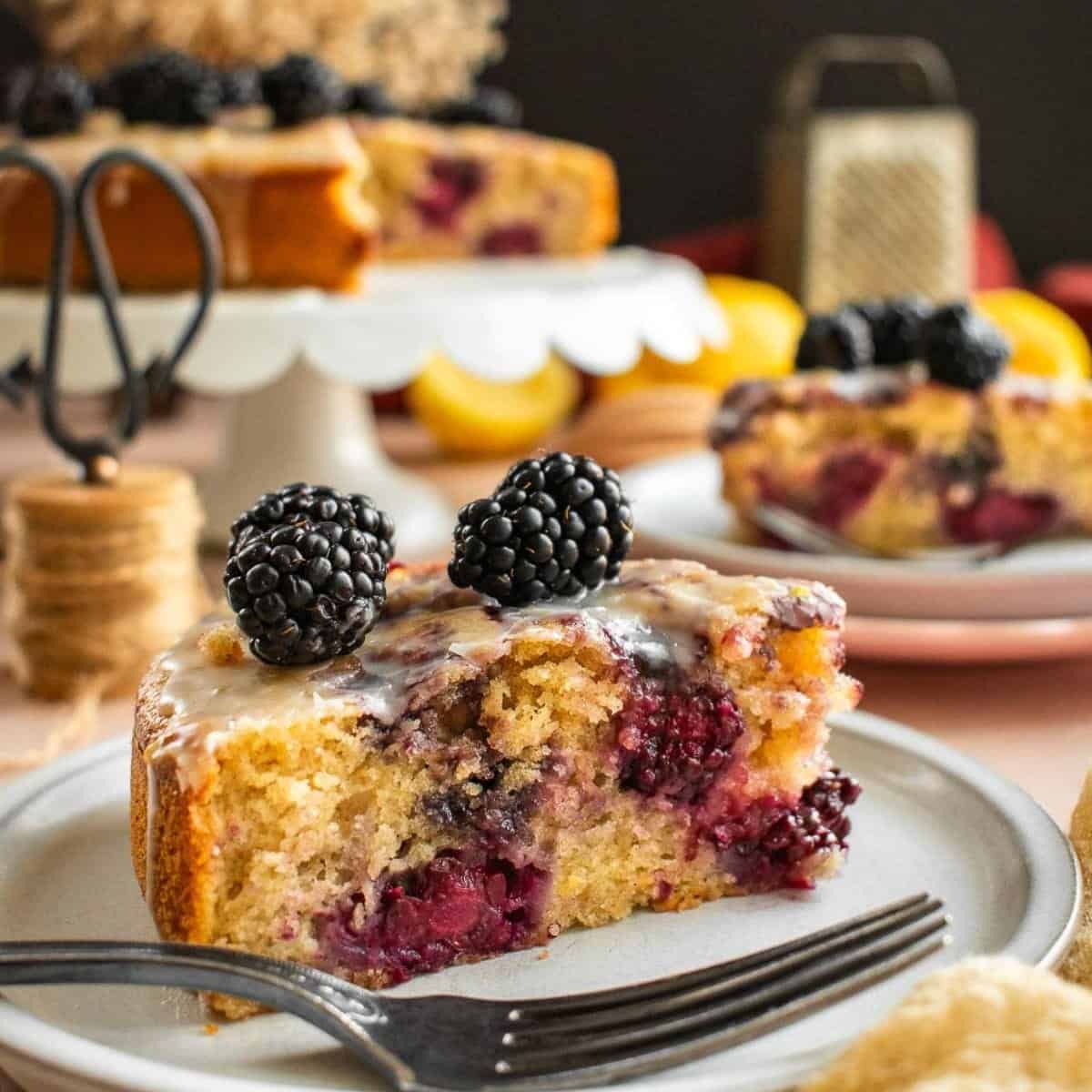 Easy Lemon Blackberry Cake with Lemon Glaze - Humbly Homemade